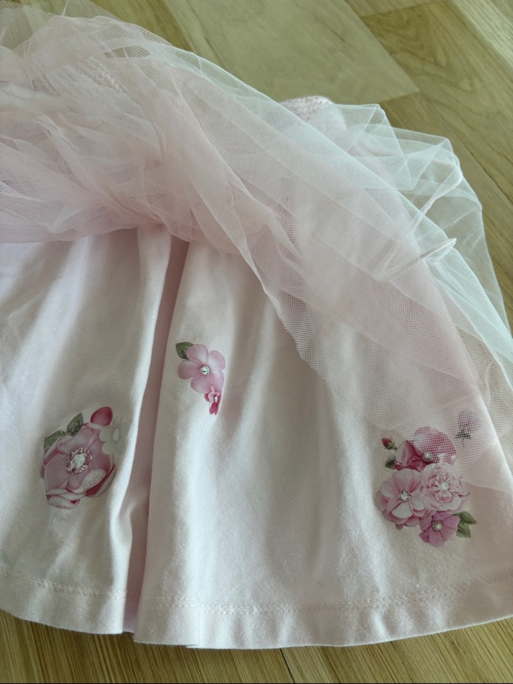 Lapin House Little Girl’s Pink Flowers Tulle Skirt - Picture 4 of 6